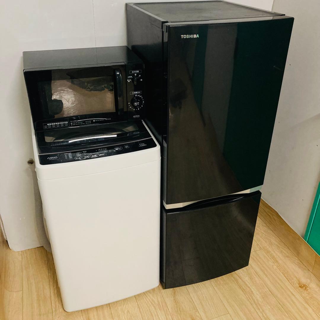 美品高品質ブラックでまとめた一人暮らし家電セット❗️大阪、大阪近郊配送無料