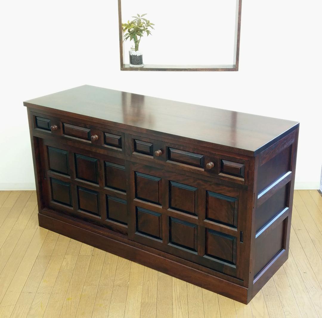 美品 松本民芸家具 キャビネット サイドボード 収納棚 幅146cm