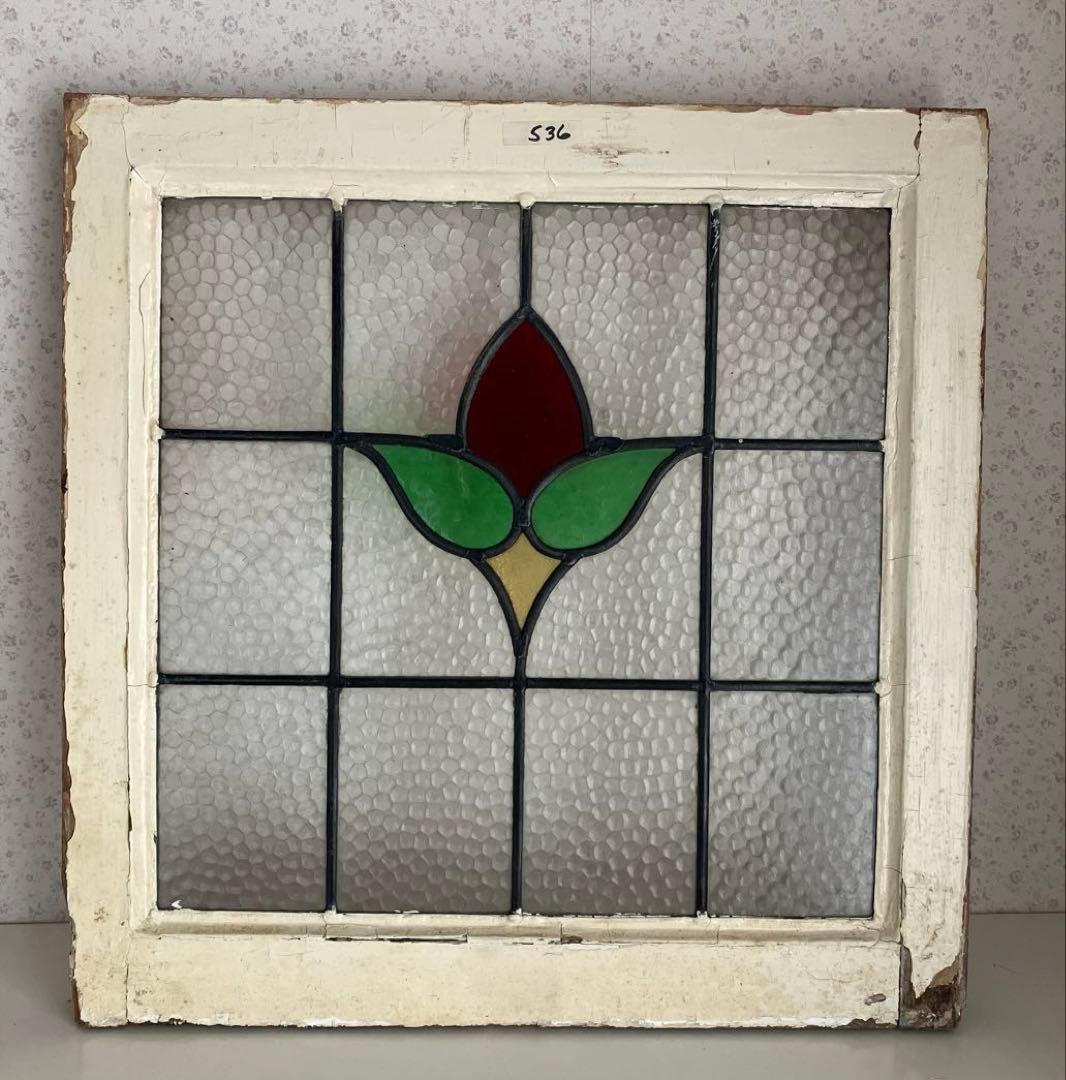 アンティークステンドグラス＊レトロビンテージ古い飾り窓ガラスカントリー建材