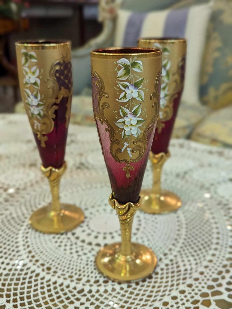 ベネチアングラス　水差し＆シャンパングラス　7Pセット