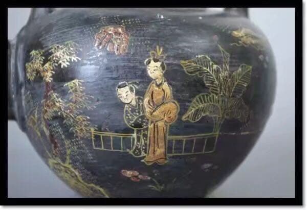 朱泥 急須 彩絵 漆絵 時代