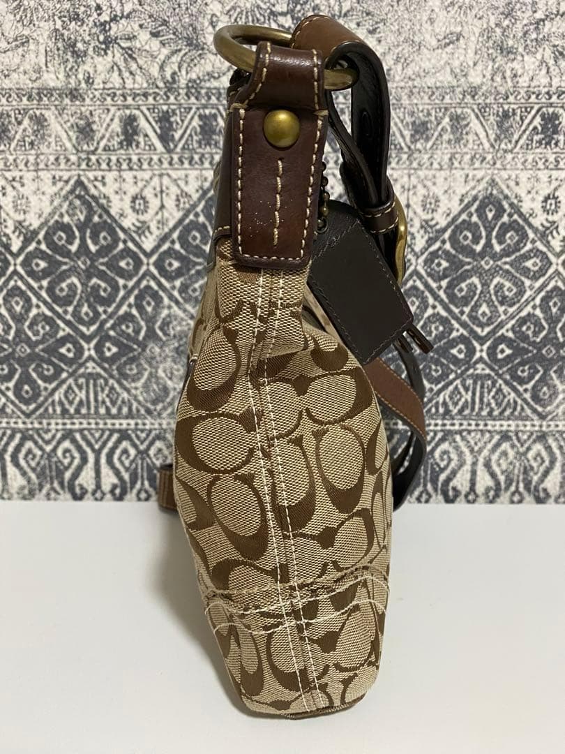 【美品】COACH コーチ シグネチャー ショルダーバッグ 斜め掛けかばん 茶色