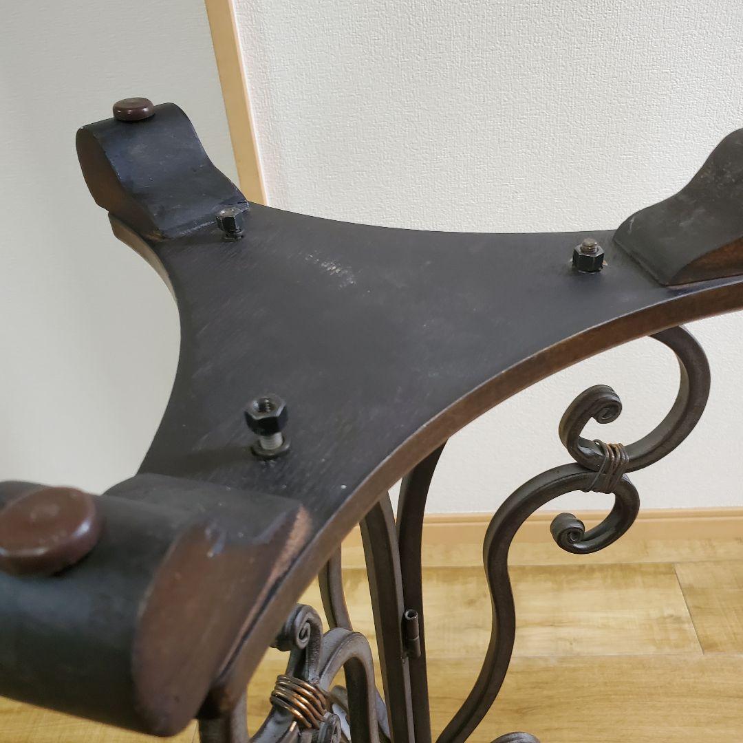 アンティークウッド　アイアン製　サイドテーブル　シャビー加工　高さ76cm