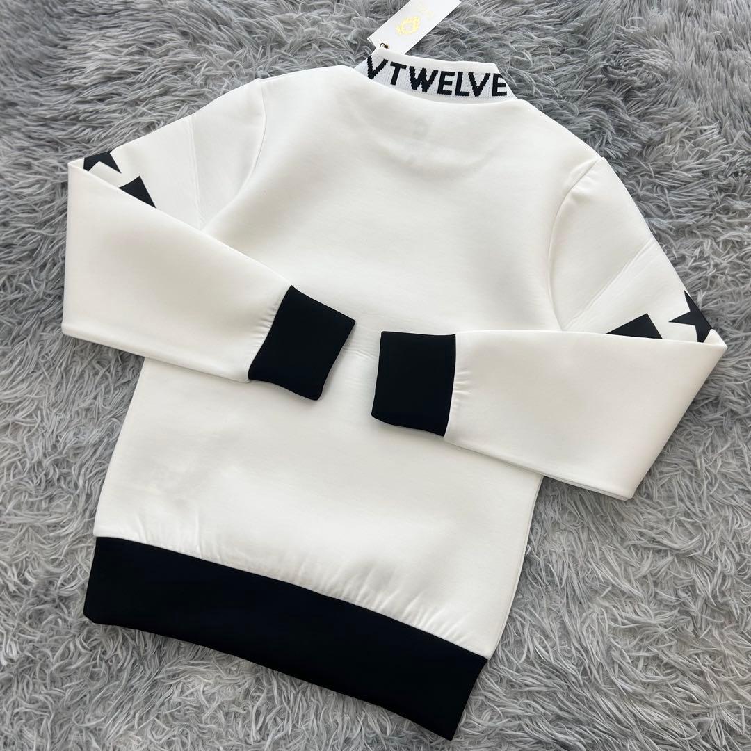 新品　V12 スウェット　プルオーバー　モックネック　ダンボールニット　ホワイト