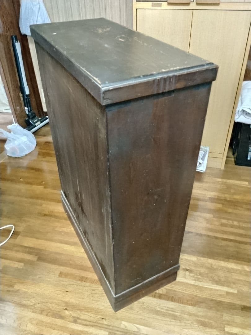 アンティーク レトロ 木製ガラス扉キャビネット 引き出し付き 本棚 食器棚