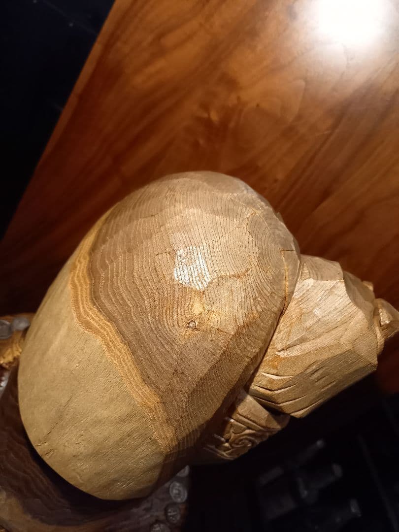 希少　千島アイヌ　シマフクロウ　コロボックル　マキリ　槐　一刀彫