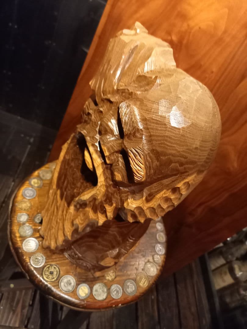 希少　千島アイヌ　シマフクロウ　コロボックル　マキリ　槐　一刀彫