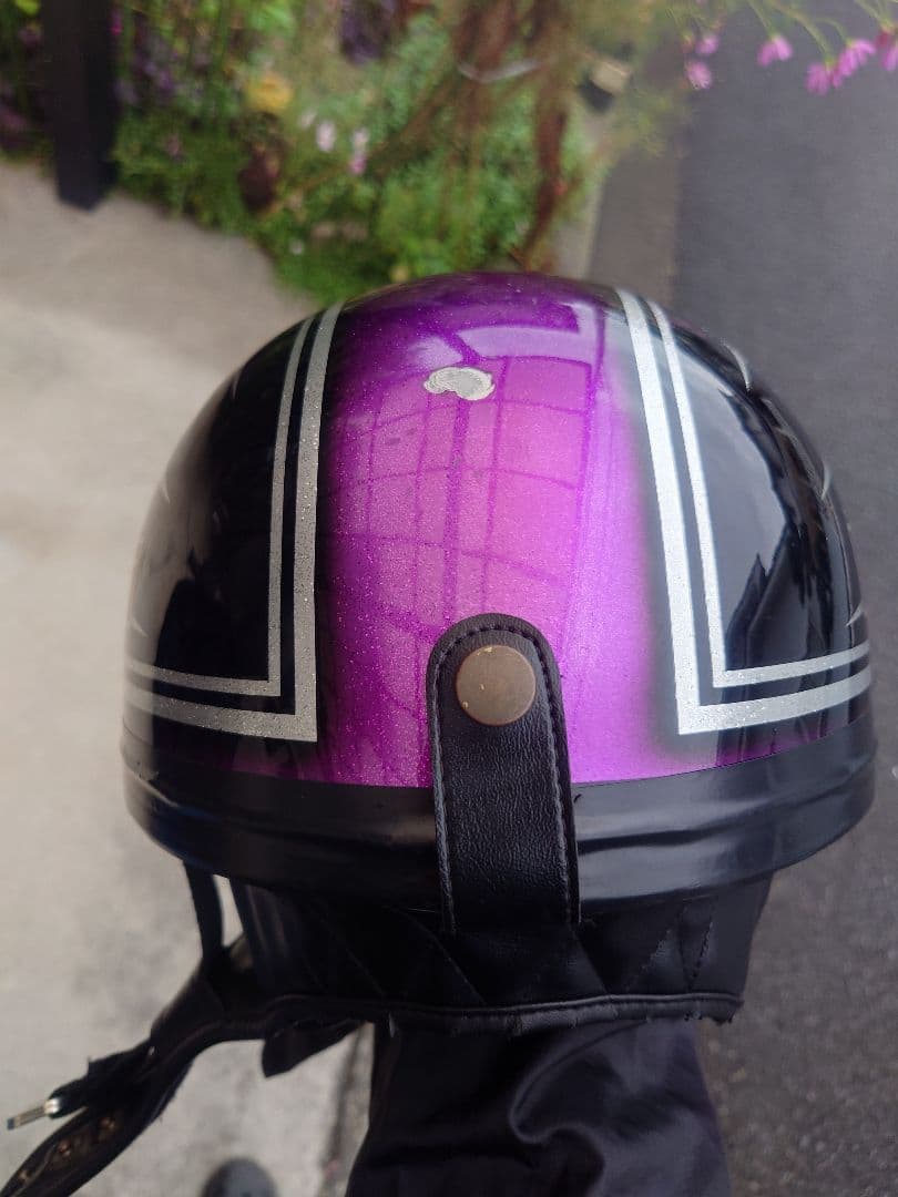 Kawasaki 半帽ヘルメット 黒・紫