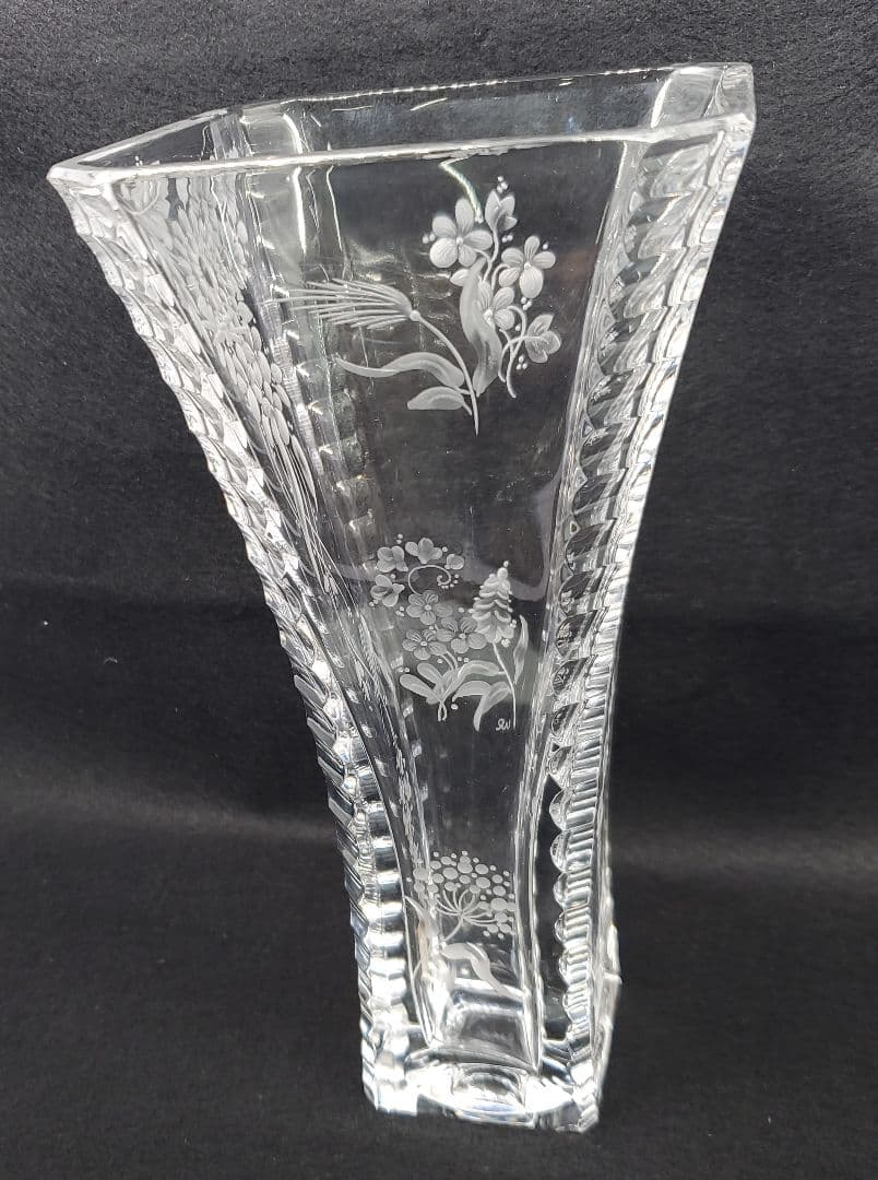 マイセン クリスタルガラス フラワーベース 花瓶 箱付 25cm