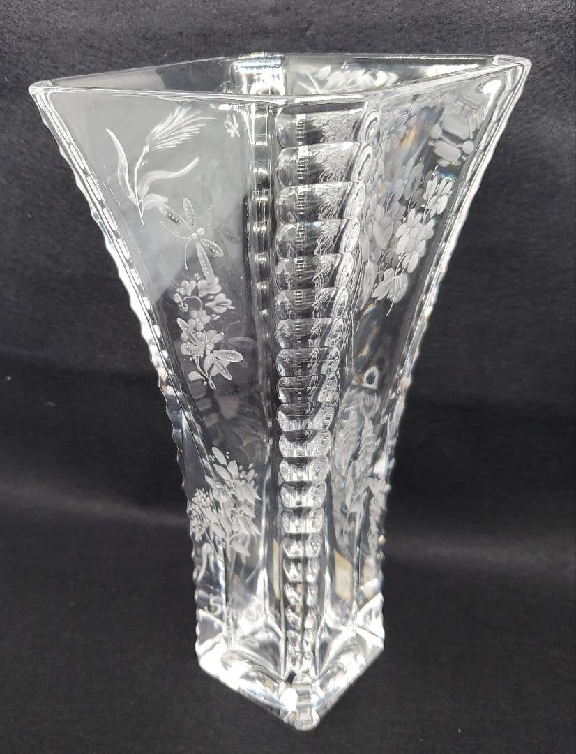 マイセン クリスタルガラス フラワーベース 花瓶 箱付 25cm