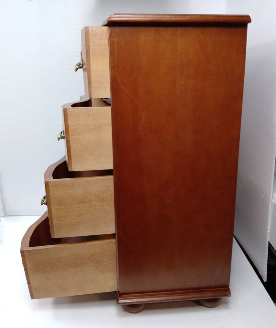 G1735イタリア製 ヴェローナクラシック 4段チェスト 象嵌細工 キャビネット