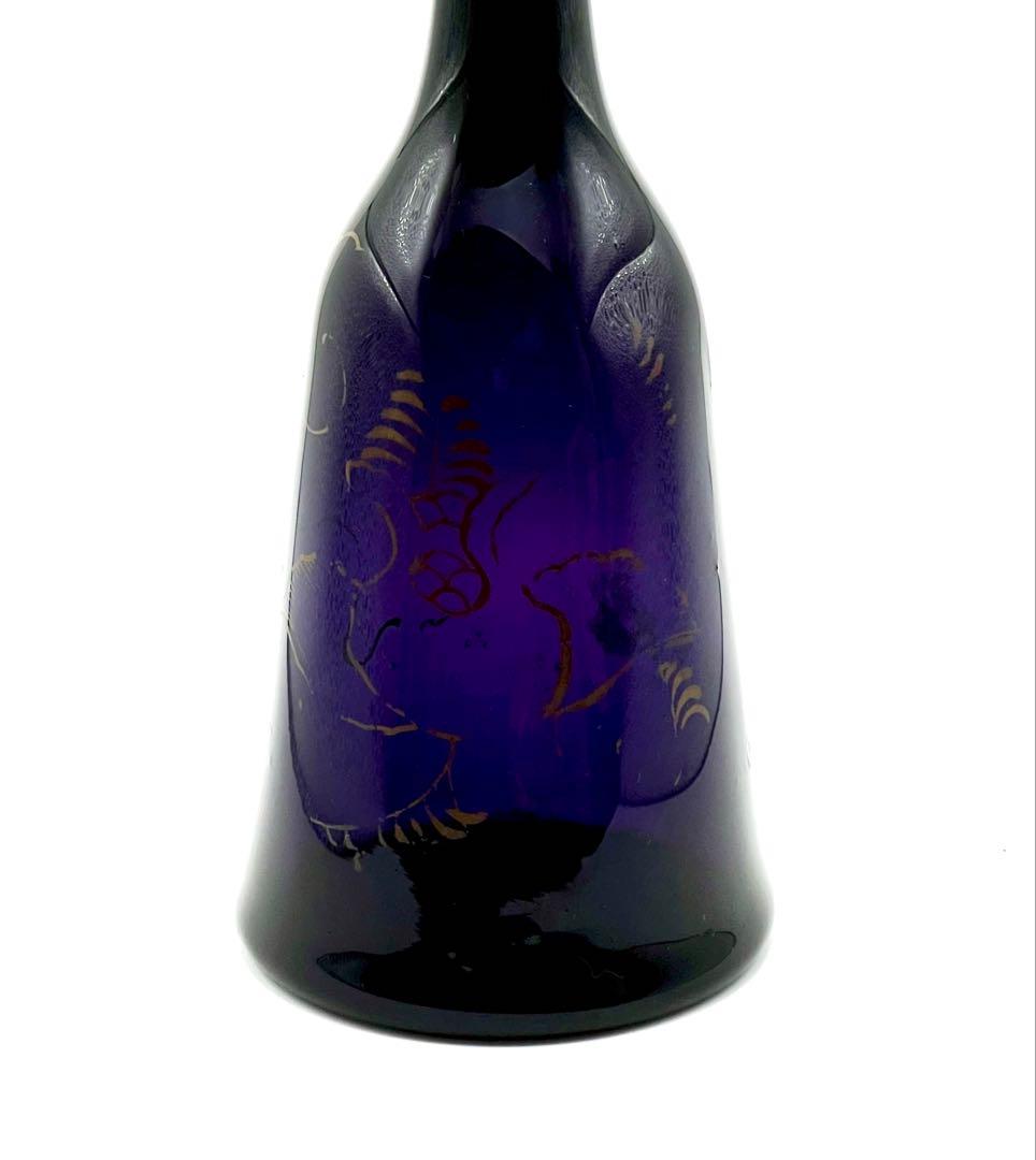 江戸ガラス　瑠璃　つる首徳利　金彩あり　ギヤマン　びいどろ　和ガラス　骨董