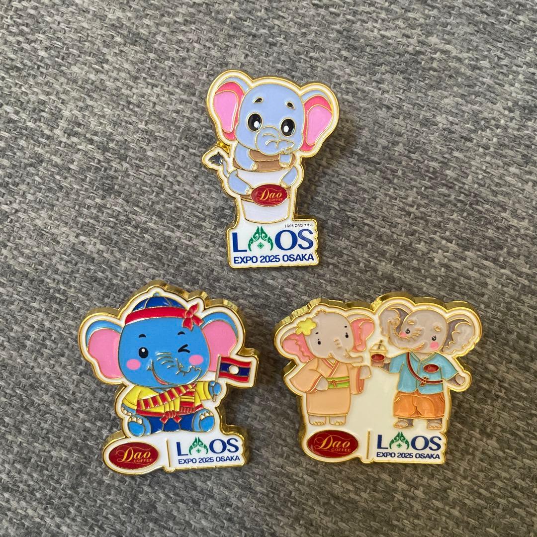 大阪　関西万博　ラオス ピンバッジ３つ