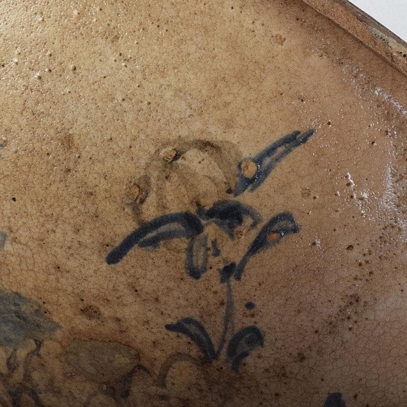 茶道具　瀬戸焼　加藤春岱作　三島写　染付花文　刷毛目　鉢　V　R9291