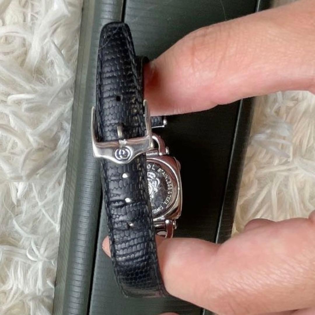 希少・稼働品✨GUCCI レザーベルト腕時計 ブラック　vintage