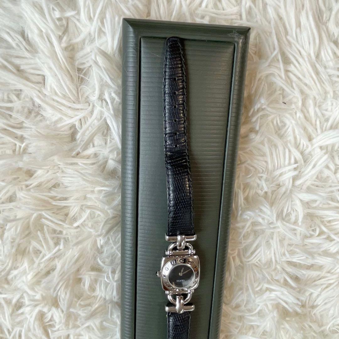 希少・稼働品✨GUCCI レザーベルト腕時計 ブラック　vintage