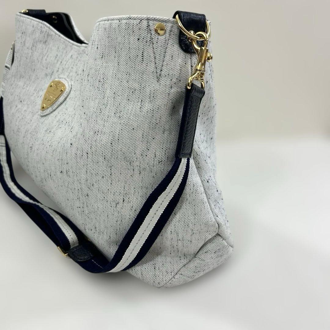 アタオ　ATAOエルヴィ ホワイトデニム ショルダーバッグ