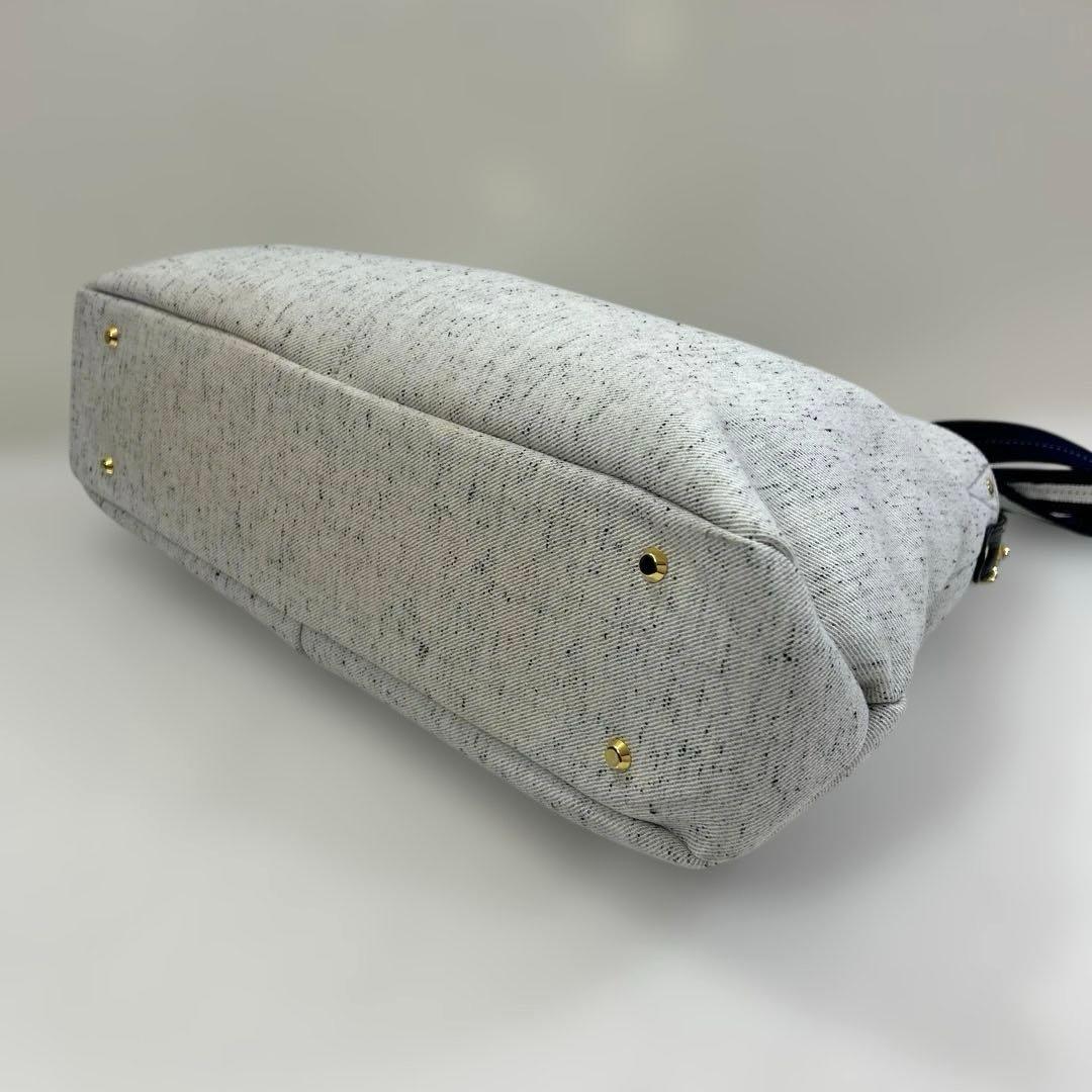 アタオ　ATAOエルヴィ ホワイトデニム ショルダーバッグ