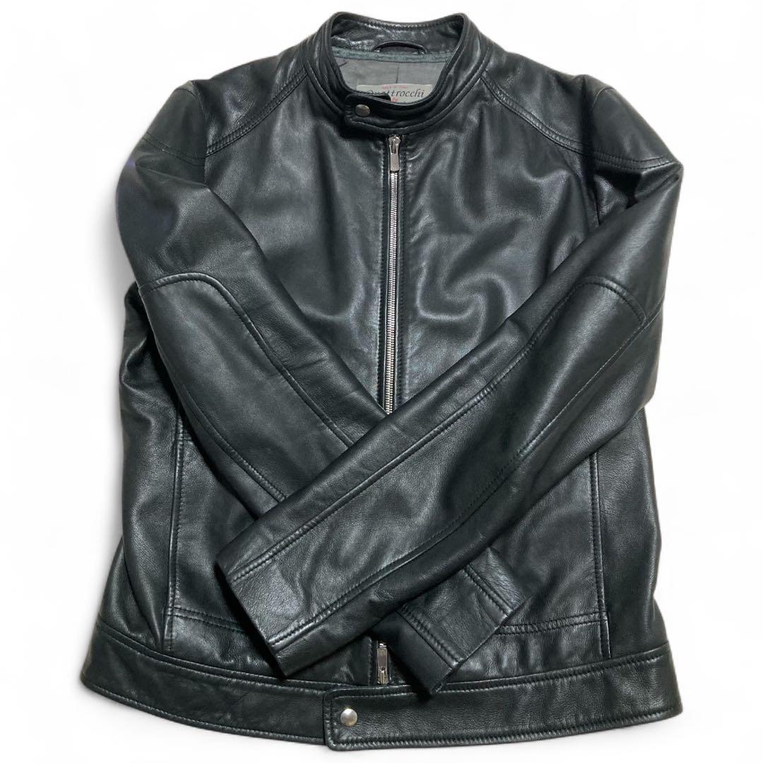 美品★クアトロッキ ビームス ラムレザー シングルライダース ダブルジップ 黒