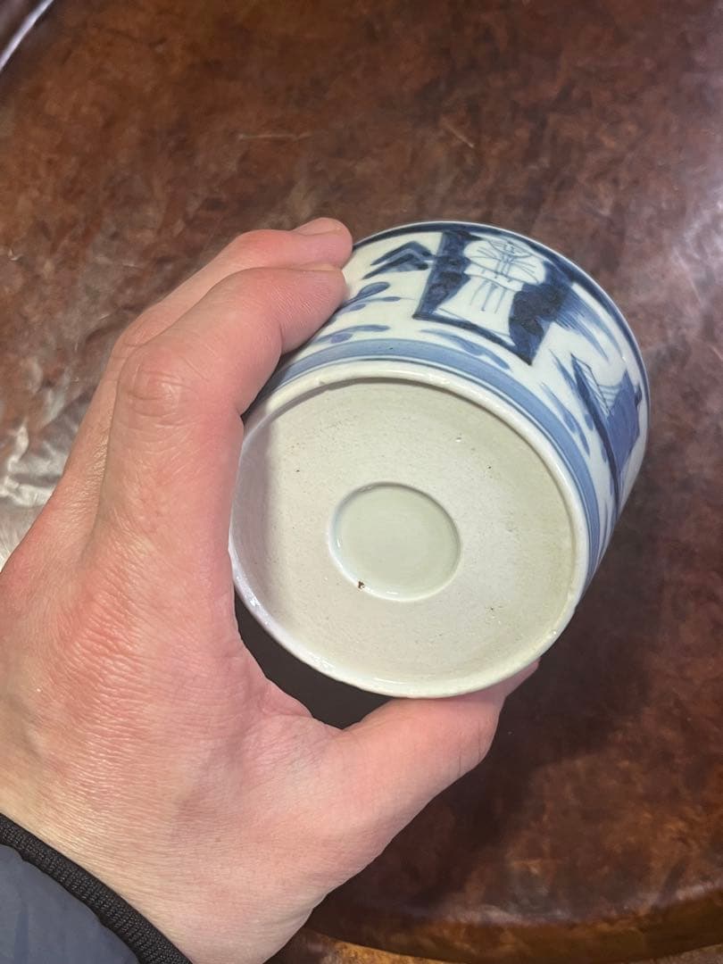 古伊万里　蕎麦猪口　異国人　帆船　そば猪口　人文　ラッタン　南蛮人