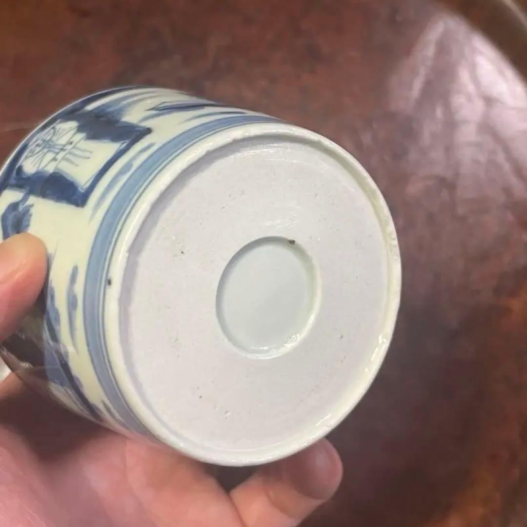 古伊万里　蕎麦猪口　異国人　帆船　そば猪口　人文　ラッタン　南蛮人