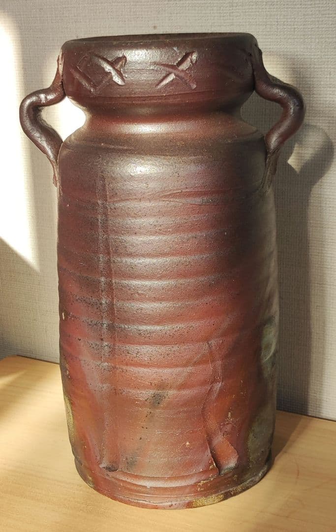 値下げ中！　極上　存在感ある備前焼　花器　銘あり　骨董 #生け花