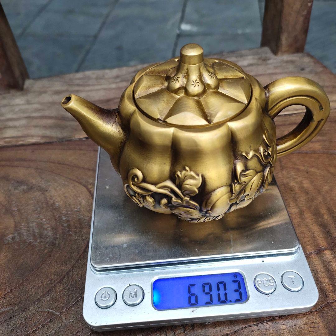 銅器 南瓜酒壺 茶壺 茶道具 茶道 工芸品 美術品 置物