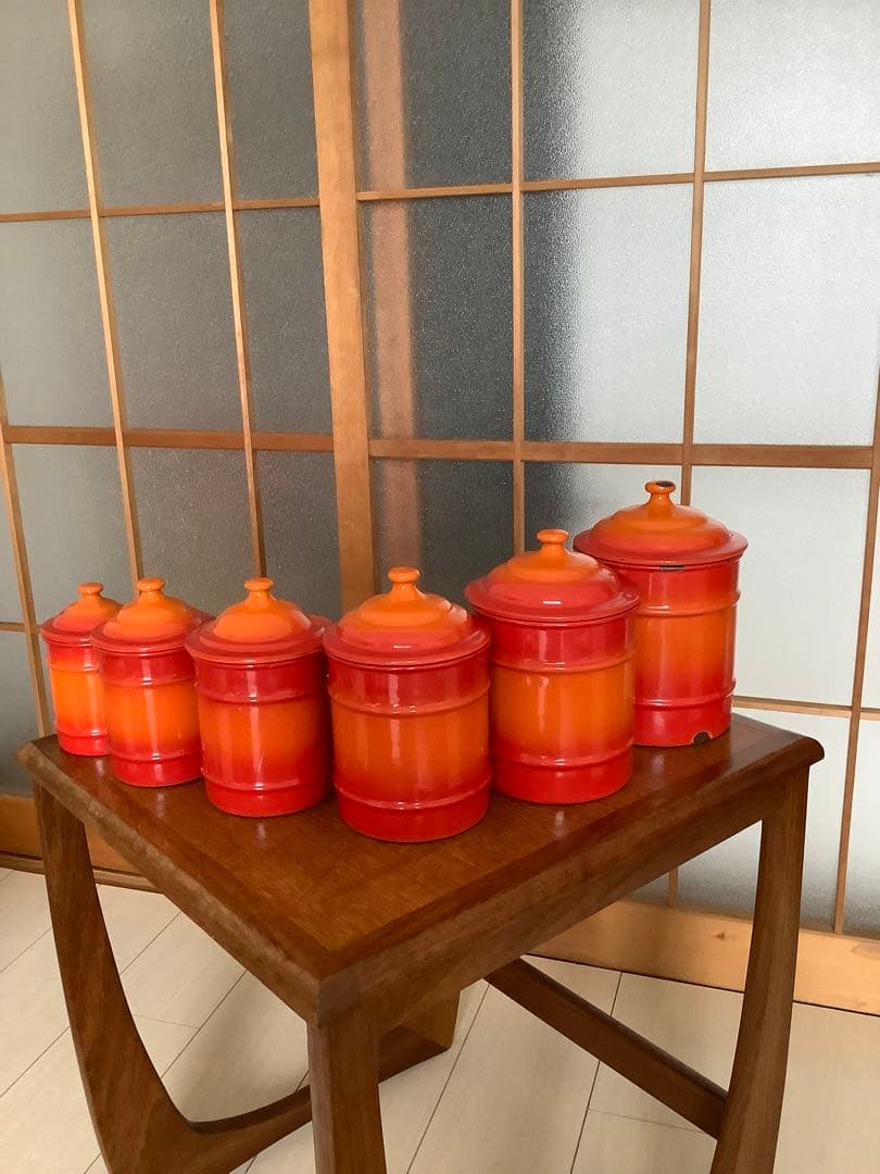 フランス　アンティーク　ホーロー　キャニスターセット　⑤