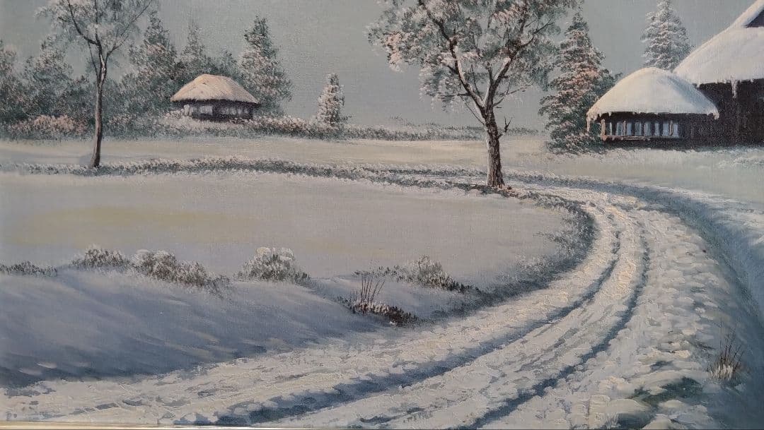 人見友紀　伝説の逃亡画家　油絵　油彩画　富士　雪景色　人見友紀 20号