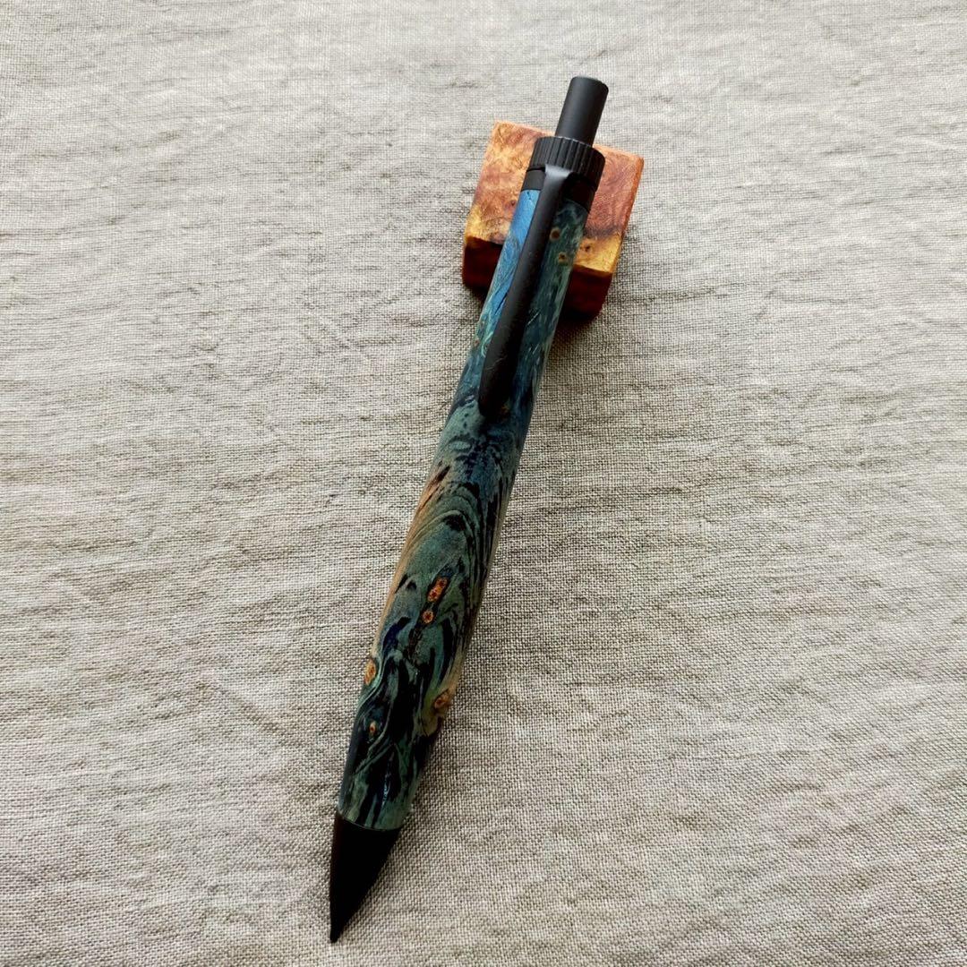 【魂】　ハンドメイド　木軸シャープぺン　スタビライズドウッド　0.5mm