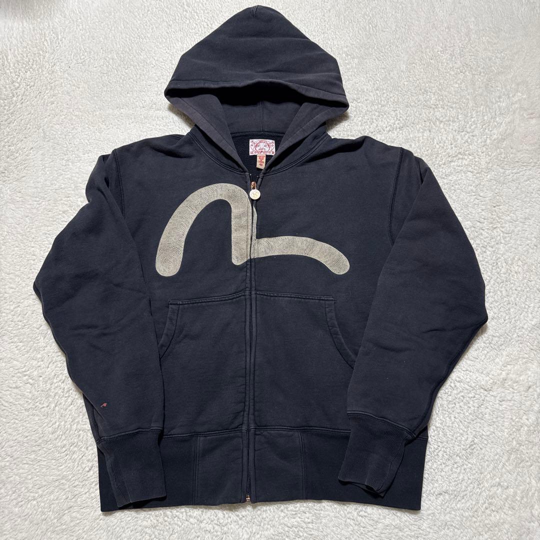 EVISU ジップアップパーカー ブラック40サイズ 刺繍カモメ 大幅値下げ中‼️