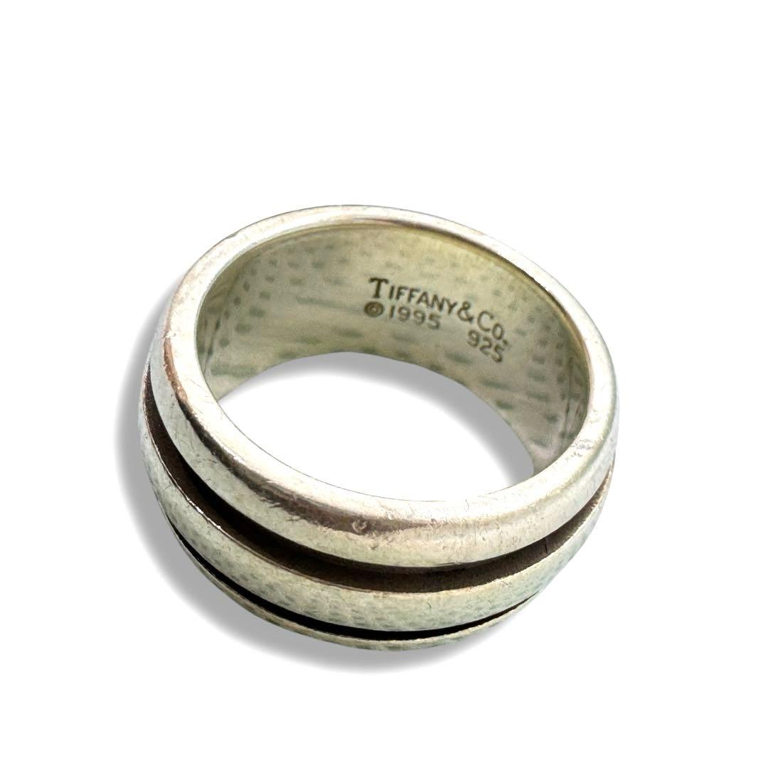 美品 ティファニー リング 指輪 SV925 グルーブド ダブルリング 袋付
