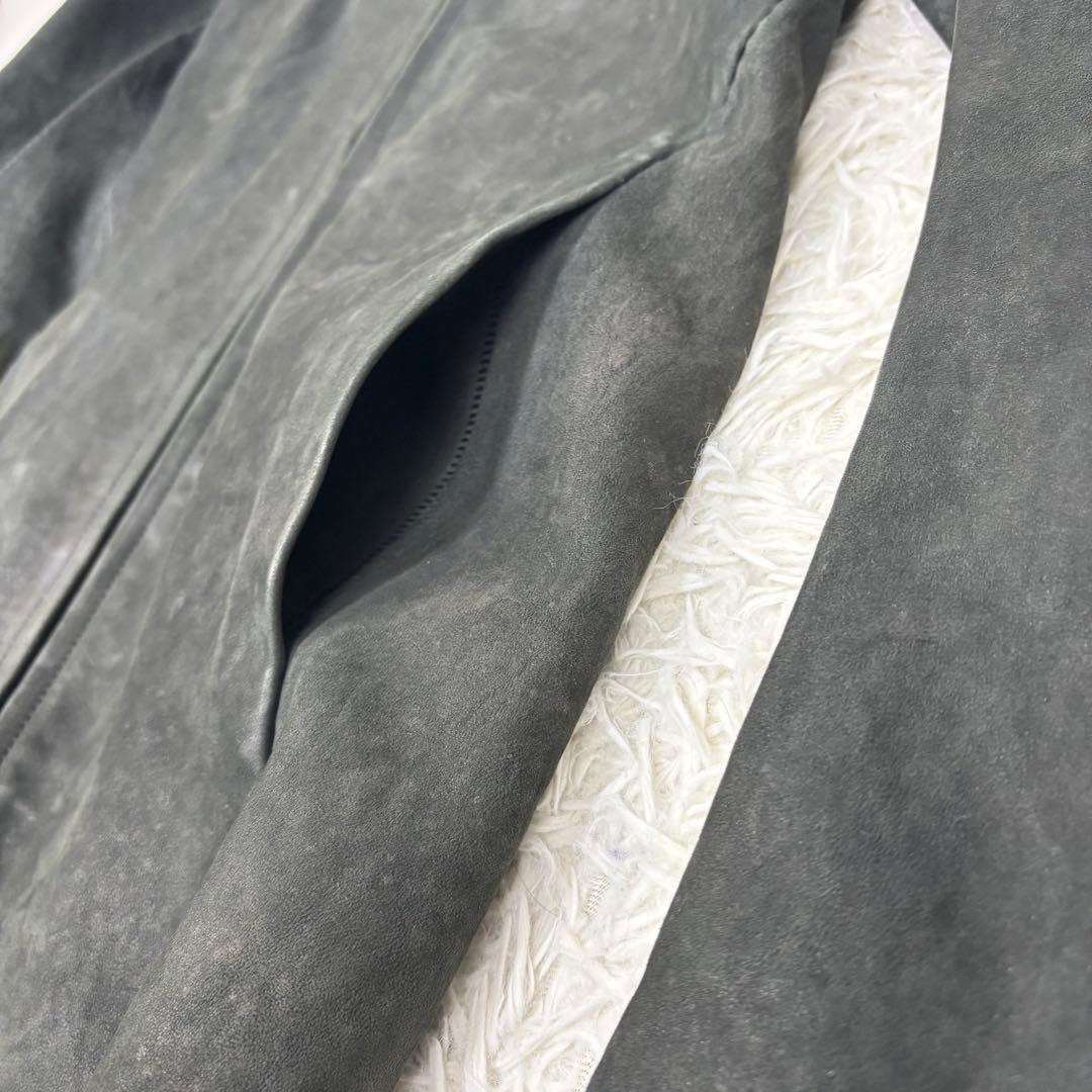 ISAAC SELLAM ラムレザー シングル ライダースジャケット S