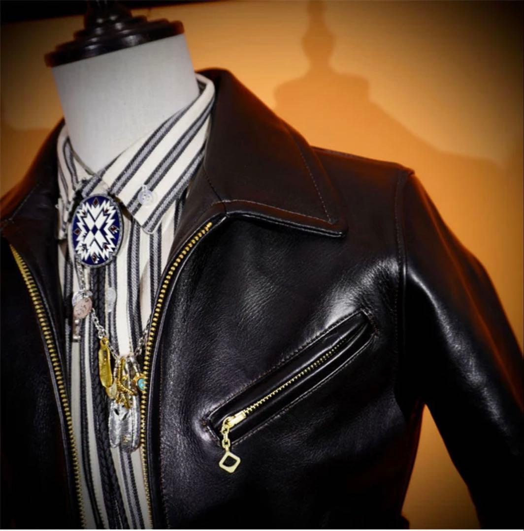 ホースハイドレザー シングルライダースジャケット