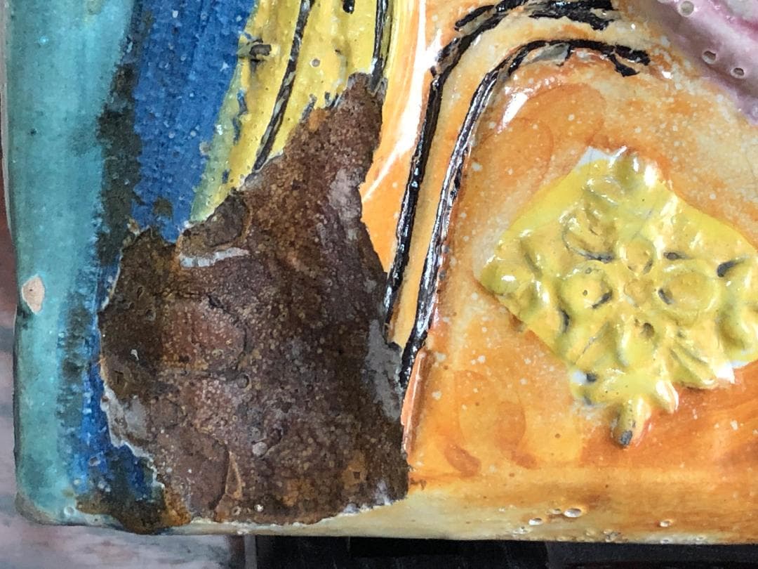 【 聖マリア母子像　東方正教 】　イコン陶板レリーフ 　骨董