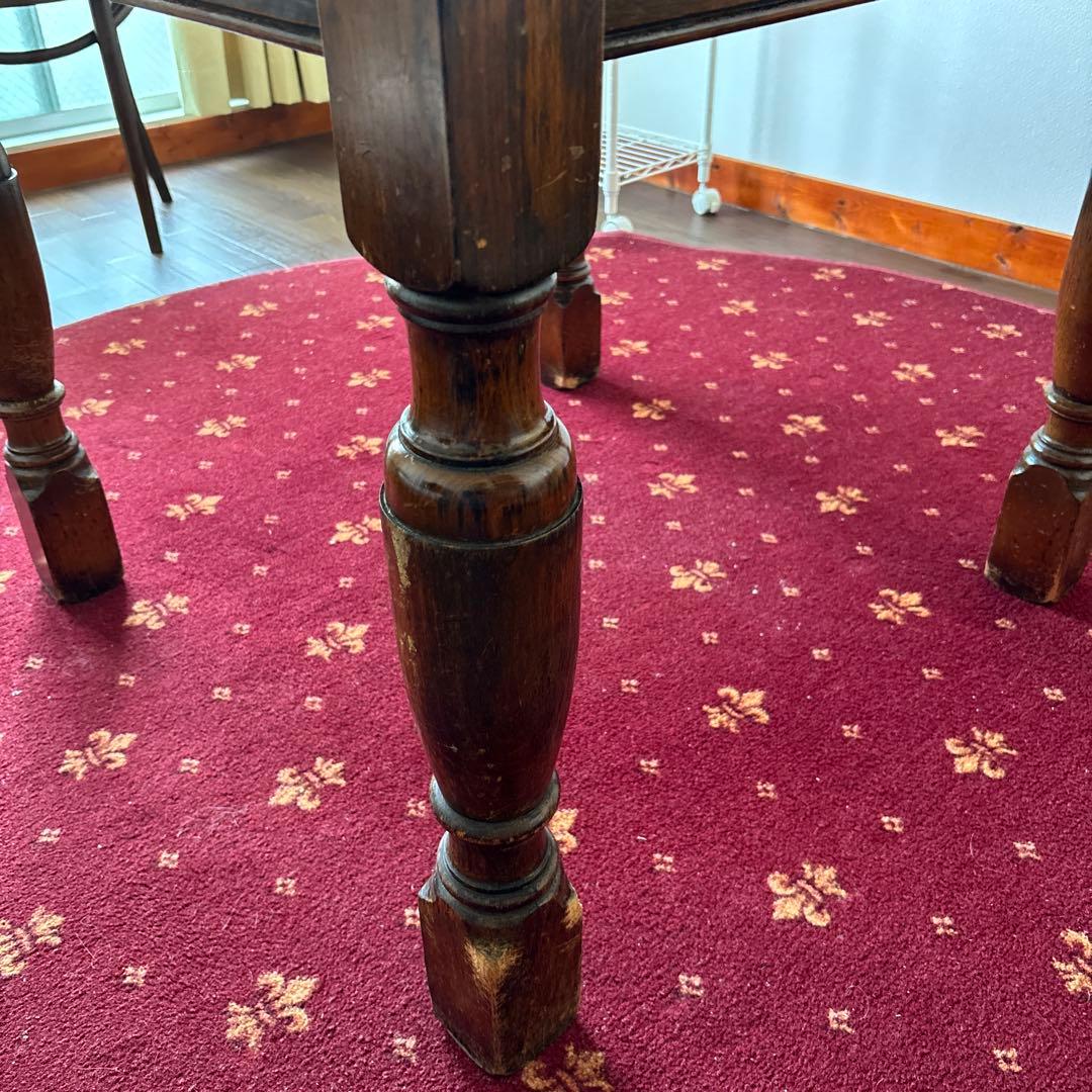 アンティーク家具　テーブル　木製　ダークブラウン　四角テーブル　伸縮　延長