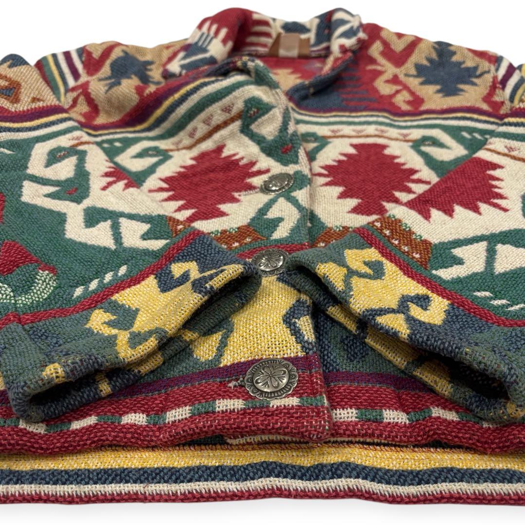 80s-90s●USA製 ネイティブジャケット ラグジャケット ゴブラン織り