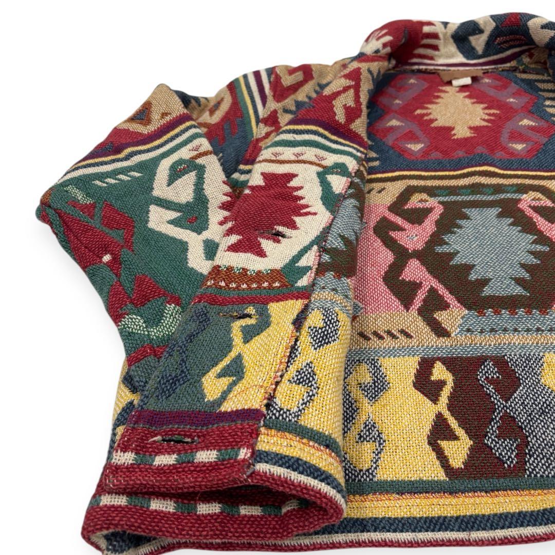 80s-90s●USA製 ネイティブジャケット ラグジャケット ゴブラン織り