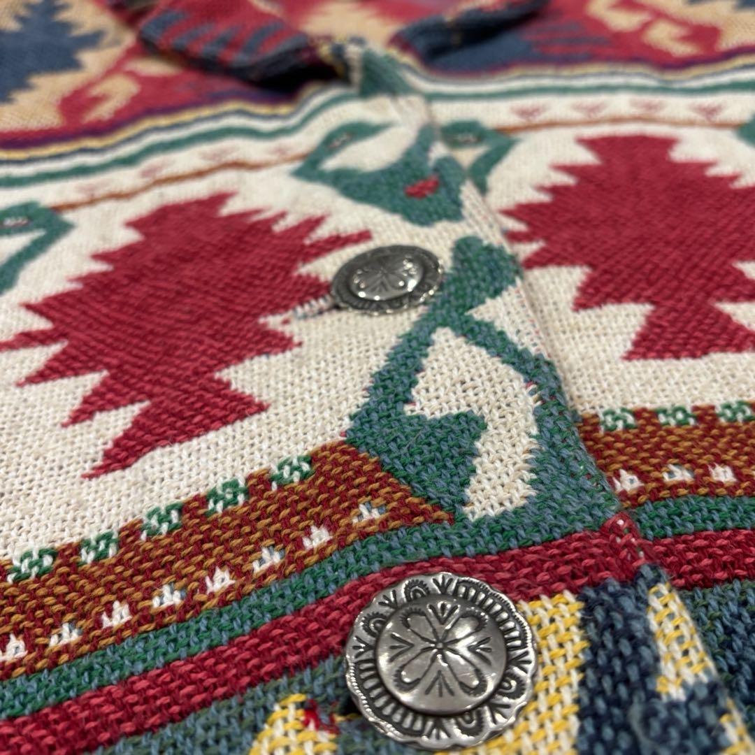 80s-90s●USA製 ネイティブジャケット ラグジャケット ゴブラン織り