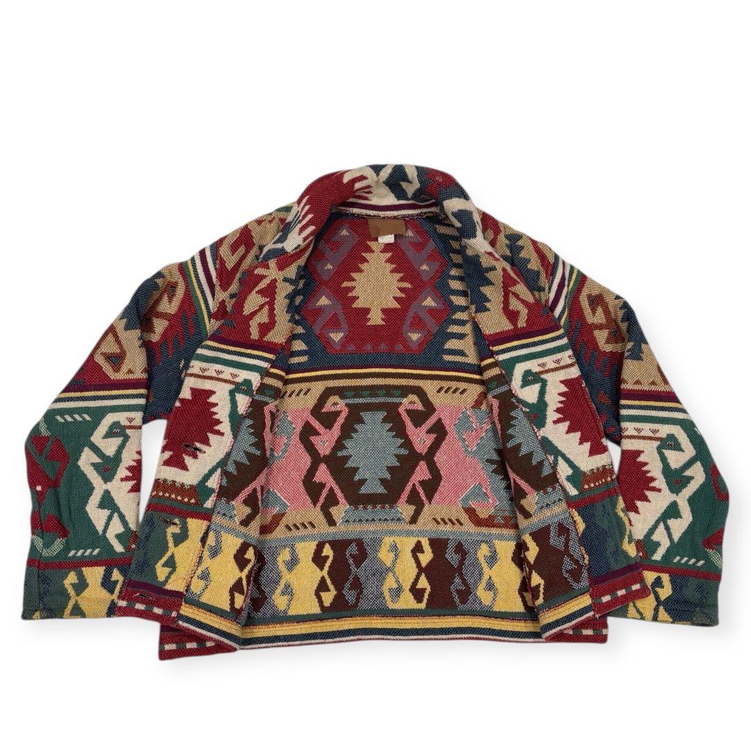 80s-90s●USA製 ネイティブジャケット ラグジャケット ゴブラン織り