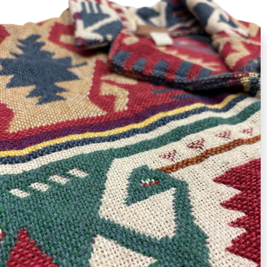 80s-90s●USA製 ネイティブジャケット ラグジャケット ゴブラン織り