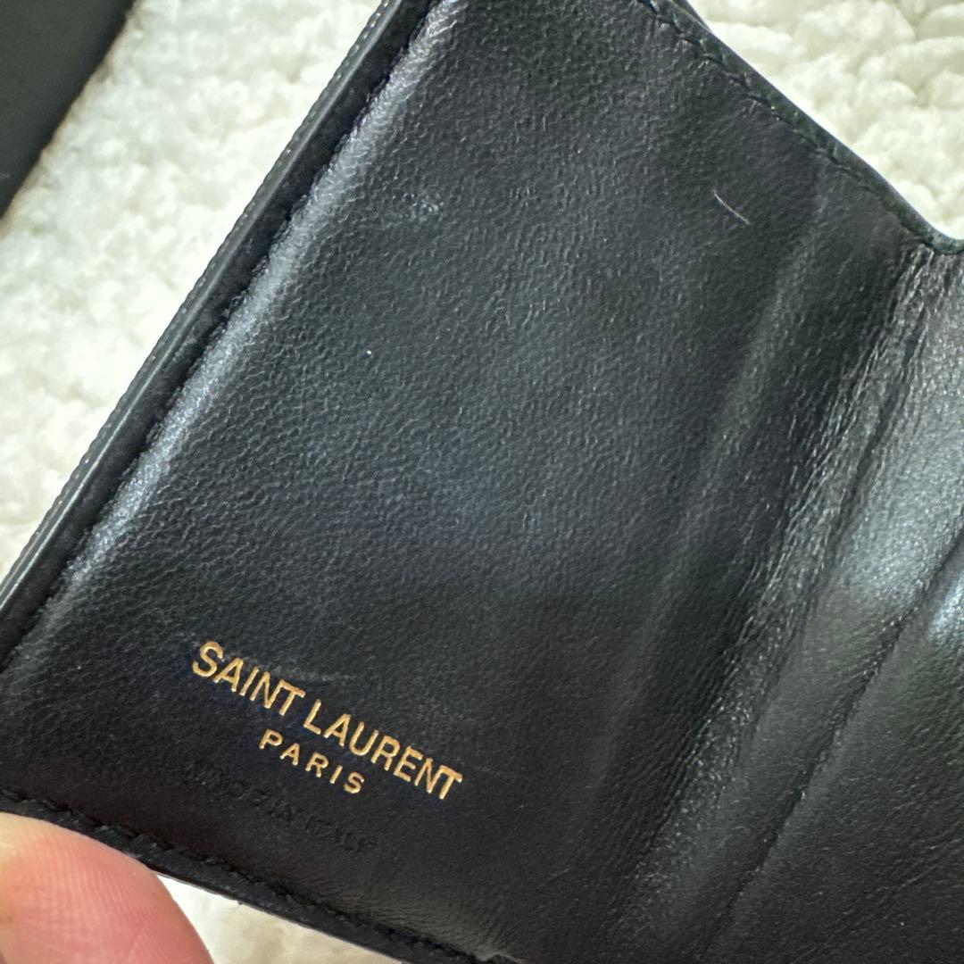 SAINT LAURENT ブラックレザー三つ折り財布