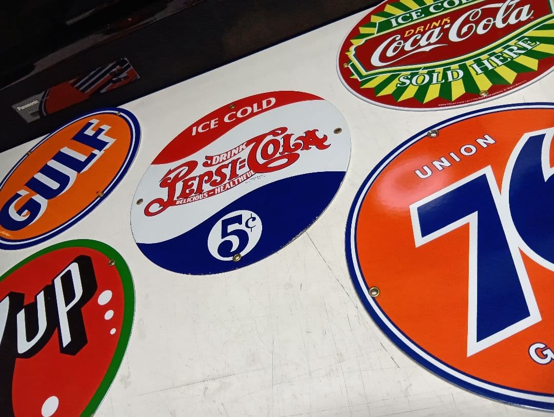 レア　1970's　USA製　琺瑯　看板　エナメル　サイン　プレート　５枚