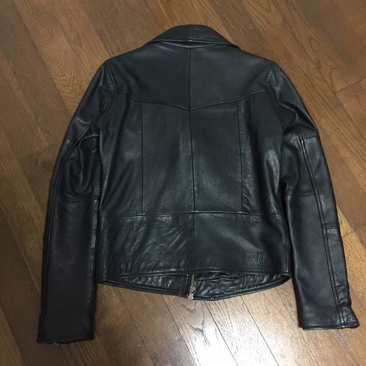 ハードカバーレザーダブルライダースジャケット羊革黒