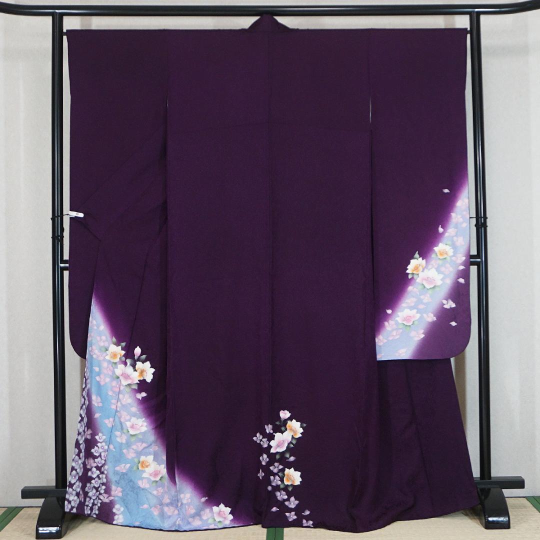 ワイドサイズ　ふくよかサイズ　長じゅばん付き　正絹振袖　165cm　a241