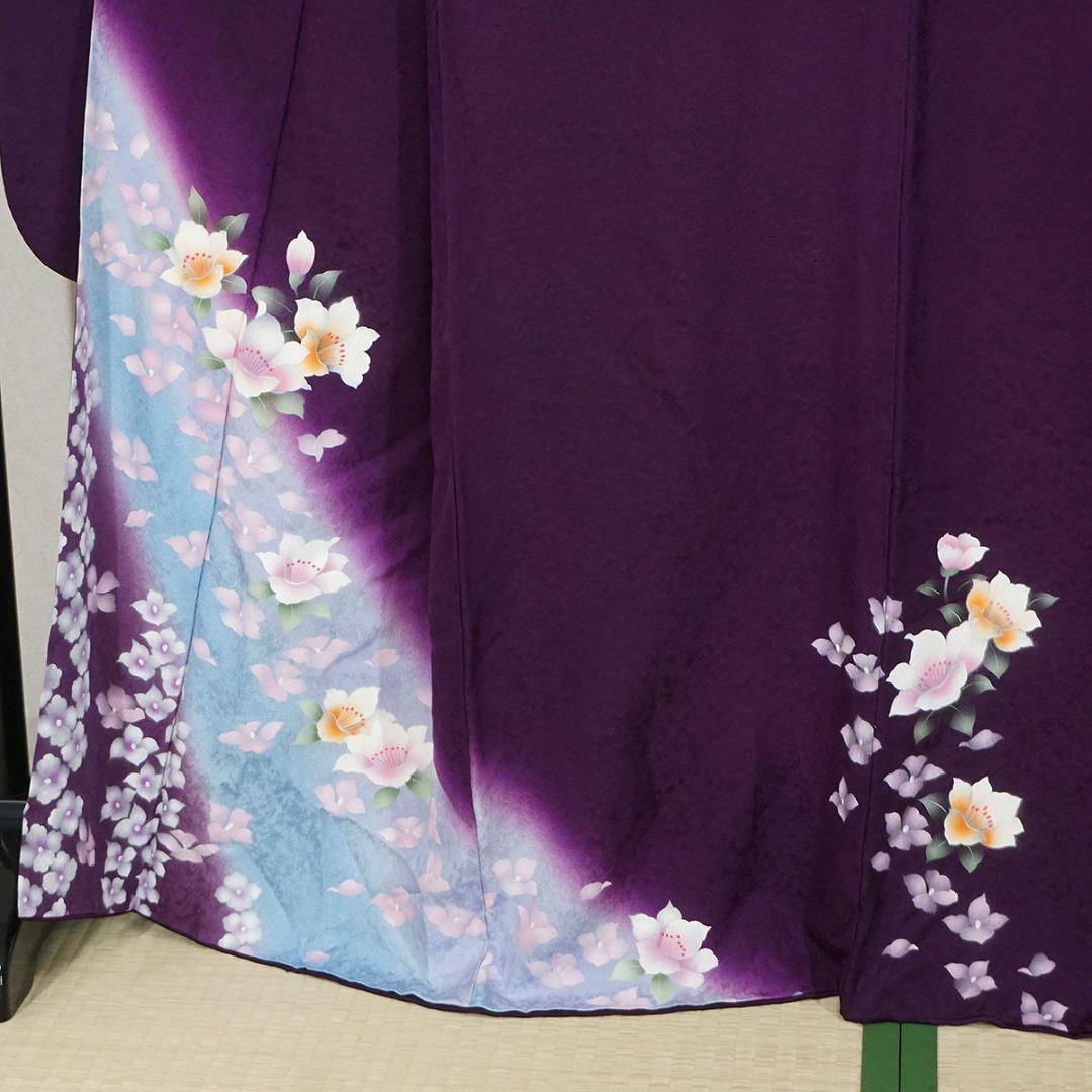 ワイドサイズ　ふくよかサイズ　長じゅばん付き　正絹振袖　165cm　a241