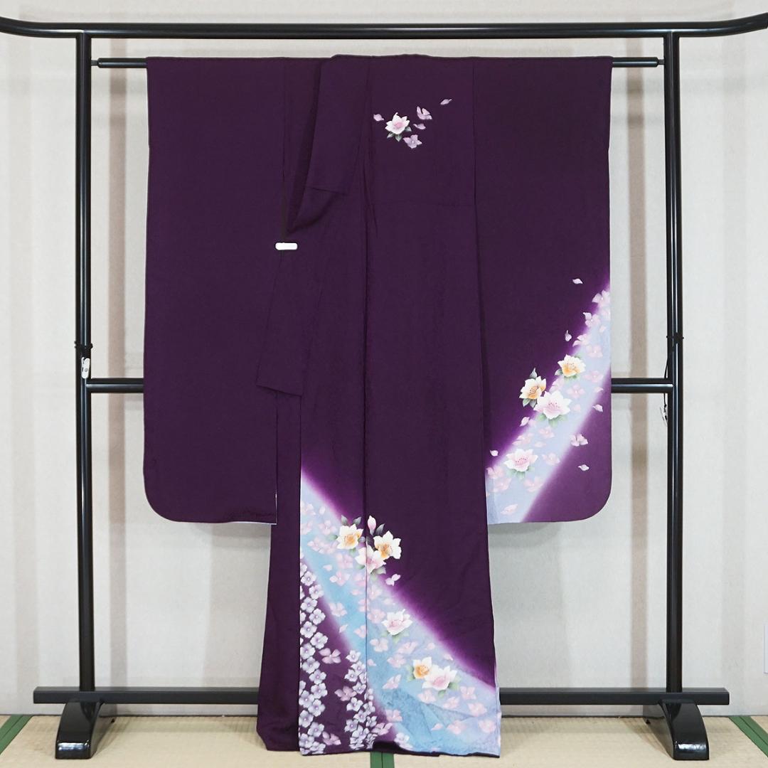 ワイドサイズ　ふくよかサイズ　長じゅばん付き　正絹振袖　165cm　a241