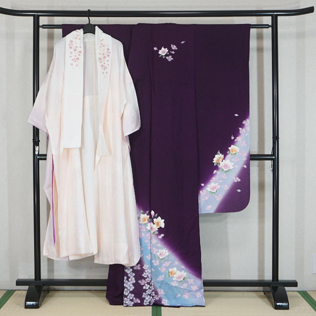 ワイドサイズ　ふくよかサイズ　長じゅばん付き　正絹振袖　165cm　a241