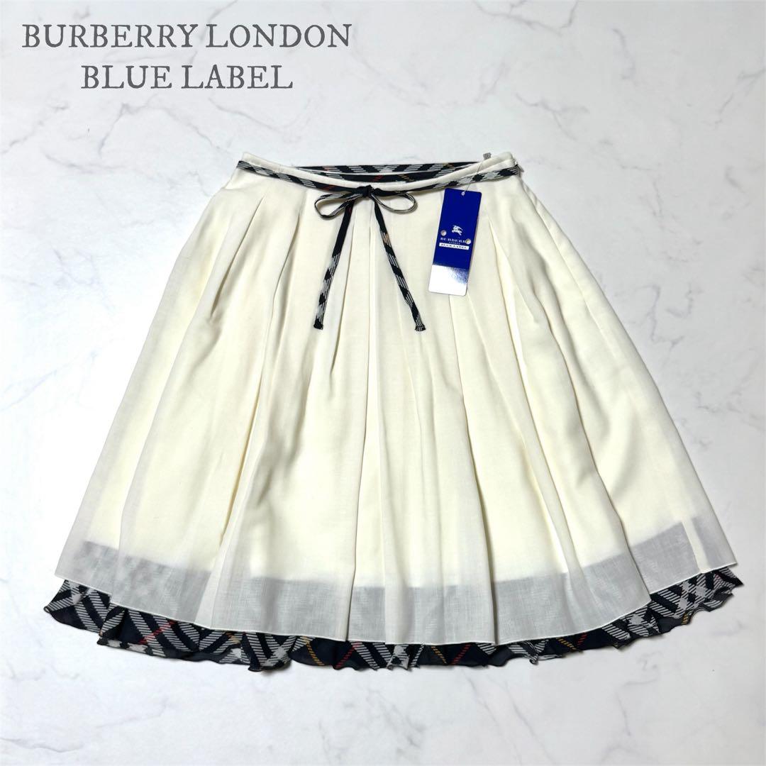 タグ付新品 BURBERRYBLUELABEL ノバチェックフリルフレアスカート
