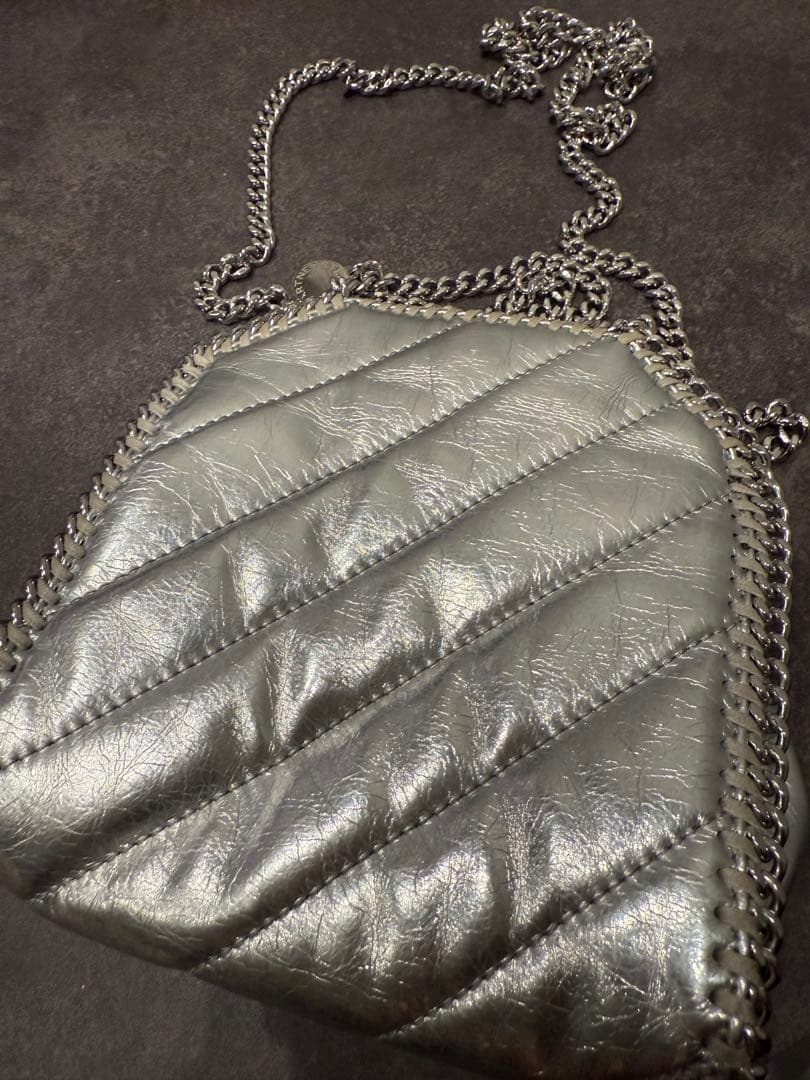 ステラマッカートニー　 シルバー キルティング ショルダーバッグ